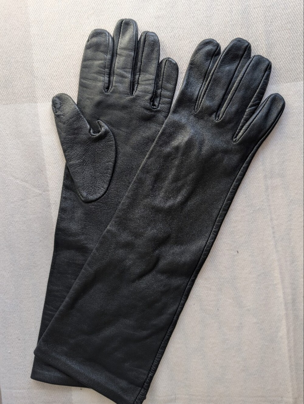 Black Leather Long Gloves